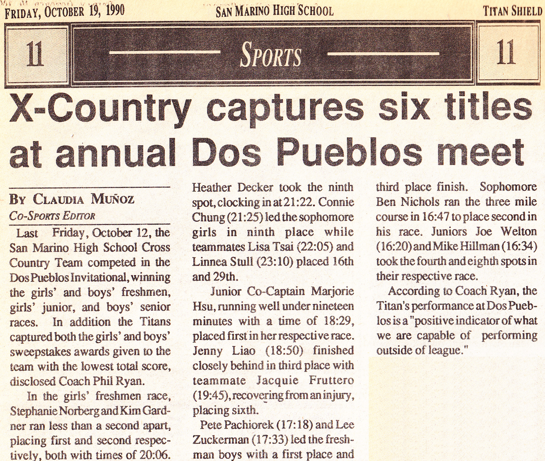 1990-10-12 - Titan Shield article on Dos Pueblos Inv