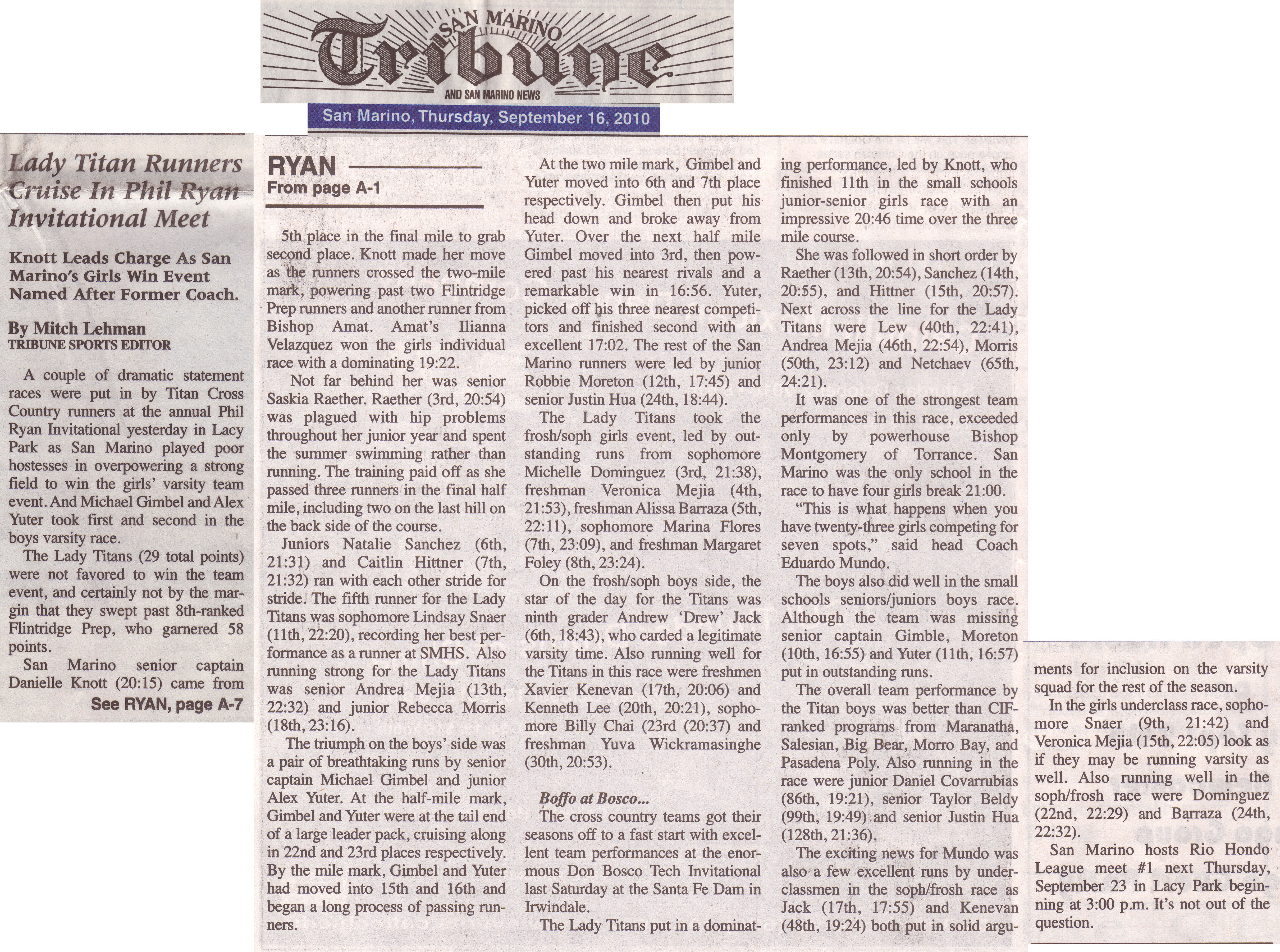 2010-09-16 - complete Tribune article